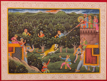 Load image into Gallery viewer, Animal Hunting Battle Scene Painting Military Art with Meaning - ArtUdaipur