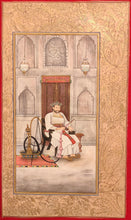 Load image into Gallery viewer, Hand Painted Mughal Maharajah King Romance Miniature Painting India Art Paper - ArtUdaipur