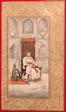 Load image into Gallery viewer, Hand Painted Mughal Maharajah King Romance Miniature Painting India Art Paper - ArtUdaipur