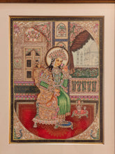 Load image into Gallery viewer, Hand Painted Shah Jahan and Mumtaz Miniature Painting India Framed Artwork - ArtUdaipur