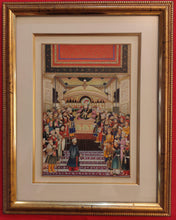 Load image into Gallery viewer, Hand Painted Mughal Court Scene Darbar Miniature Painting India Art Maharajah Framed Fine Art - ArtUdaipur