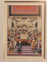 Load image into Gallery viewer, Hand Painted Mughal Court Scene Darbar Miniature Painting India Art Maharajah Framed Fine Art - ArtUdaipur