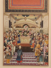 Load image into Gallery viewer, Hand Painted Mughal Court Scene Darbar Miniature Painting India Art Maharajah Framed Fine Art - ArtUdaipur