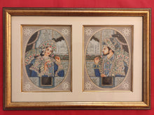 Load image into Gallery viewer, Hand Painted Shah Jahan and Mumtaz Mughal Moghul Miniature Painting India Artwork Framed Frame Fine Artwork - ArtUdaipur

