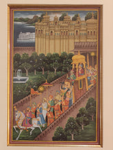 Load image into Gallery viewer, Hand Painted Udaipur City Scene Maharajah Procession Miniature Painting India Artwork Framed Paper Frame Fine Art - ArtUdaipur
