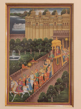 Load image into Gallery viewer, Hand Painted Udaipur City Scene Maharajah Procession Miniature Painting India Artwork Framed Paper Frame Fine Art - ArtUdaipur