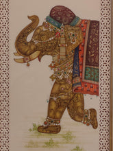 Load image into Gallery viewer, Hand Painted Elephant GoodLuck Miniature Painting India Artwork Animal Frame Framed Fine Art - ArtUdaipur
