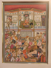 Load image into Gallery viewer, Hand Painted Mughal Moghul Court Scene Darbar Miniature Painting India Artwork Framed Fine Art - ArtUdaipur