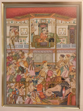 Load image into Gallery viewer, Hand Painted Mughal Moghul Court Scene Darbar Miniature Painting India Artwork Framed Fine Art - ArtUdaipur