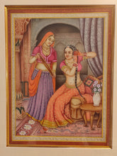 Load image into Gallery viewer, Hand Painted Ragini Rajasthani Princess Maharani Miniature Painting India Framed Frame Fine Art - ArtUdaipur