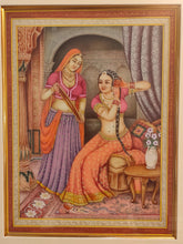 Load image into Gallery viewer, Hand Painted Ragini Rajasthani Princess Maharani Miniature Painting India Framed Frame Fine Art - ArtUdaipur
