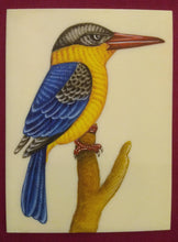 Load image into Gallery viewer, HandPainted KingFisher Bird Miniature Painting on Synthetic Ivory - ArtUdaipur
