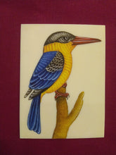 Load image into Gallery viewer, HandPainted KingFisher Bird Miniature Painting on Synthetic Ivory - ArtUdaipur
