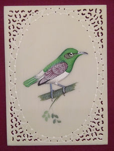 Beautiful Hand Painted Baby Sparrow on Synthetic Ivory - ArtUdaipur