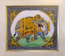 Load image into Gallery viewer, Hand Painted Elephant GoodLuck Miniature Painting India Artwork Animal Fine Art Interior - ArtUdaipur