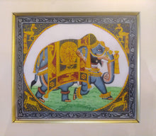 Load image into Gallery viewer, Hand Painted Elephant GoodLuck Miniature Painting India Artwork Animal Fine Art Interior - ArtUdaipur
