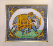 Load image into Gallery viewer, Hand Painted Elephant GoodLuck Miniature Painting India Artwork Animal Fine Art Interior - ArtUdaipur