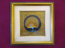 Load image into Gallery viewer, Beautiful Peacock Bird on Silk Framed Indian Miniature Painting - ArtUdaipur