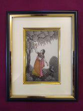 Load image into Gallery viewer, Hand Painted Ragini Rajasthani Princess Maharani Miniature Painting India Framed Interior - ArtUdaipur