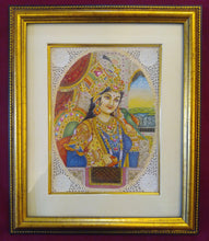 Load image into Gallery viewer, Hand Painted Ragini Rajasthani Princess Maharani Miniature Painting India Framed - ArtUdaipur
