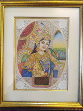 Load image into Gallery viewer, Hand Painted Ragini Rajasthani Princess Maharani Miniature Painting India Framed - ArtUdaipur

