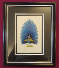 Load image into Gallery viewer, Framed Exotic Blue Peacock Bird Painting Black Frame - ArtUdaipur
