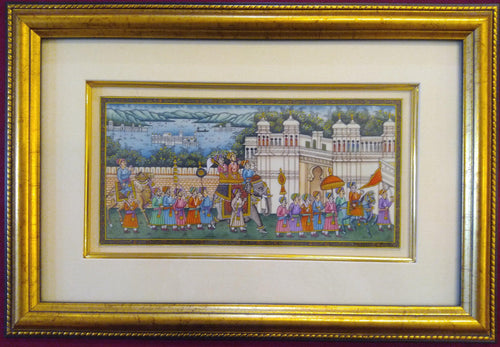 Framed Udaipur City Procession Painting