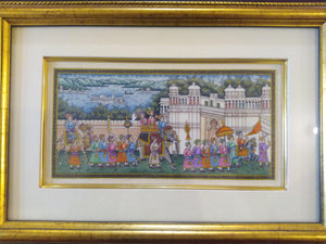Hand Painted Synthetic Ivory Procession Rare Miniature Painting India Artwork Framed - ArtUdaipur