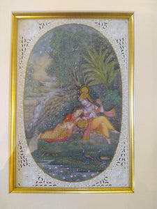 Painting For Home Wall Original Krishna Radha Framed Miniature - ArtUdaipur