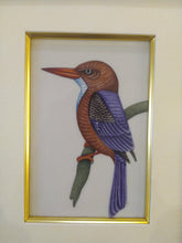 Load image into Gallery viewer, Exotic Framed KingFisher Bird Indian Miniature Painting Gold - ArtUdaipur