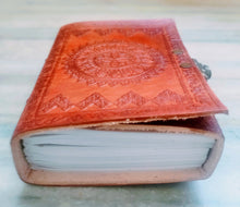 Load image into Gallery viewer, Buy Chakra Embossed Small Size Vintage Leather Journal Diary With Lock