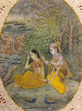 Load image into Gallery viewer, Radha Krishna Love Scene Finest Intricate Miniature Painting
