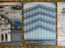 Load image into Gallery viewer, Three Cities of Rajasthan Night Scene Beautiful Art Work on Silk Cloth