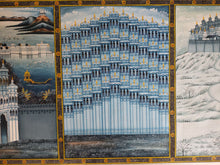 Load image into Gallery viewer, Three Cities of Rajasthan Night Scene Beautiful Art Work on Silk Cloth