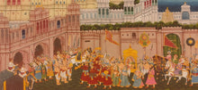Load image into Gallery viewer, Large 6 by 2 FT Procession Miniature Painting of Udaipur City