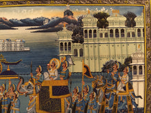 Load image into Gallery viewer, Udaipur Under Moonlight Finest Royal Large Art Work on Silk Cloth