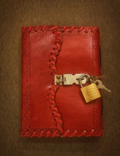 Load image into Gallery viewer, Handcrafted Vintage Leather Bound Multi Color A5 Sized Journal , Unlined Recycled Refillable Paper , Safe Writing Notebook