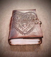 Load image into Gallery viewer, Heart Embossed Leather Bound Leather Journal

