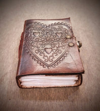 Load image into Gallery viewer, Heart Embossed Leather Bound Leather Journal