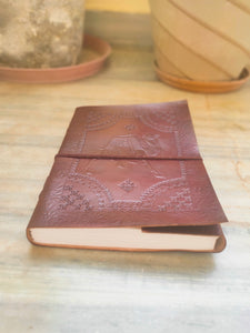 Brown Camel Embossed Large Leather Bound Diary Journal Blank Notebook