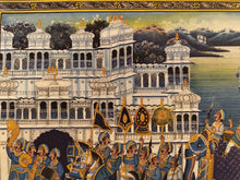 Load image into Gallery viewer, Udaipur Under Moonlight Finest Royal Large Art Work on Silk Cloth