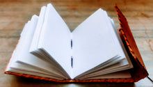 Load image into Gallery viewer, Small Hand-Stitched Leather Journal – Handmade Refillable Brown Diary