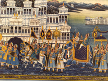 Load image into Gallery viewer, Udaipur Under Moonlight Finest Royal Large Art Work on Silk Cloth
