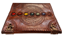 Load image into Gallery viewer, Large A2 Leather Bound 7 Stone Blank Diary