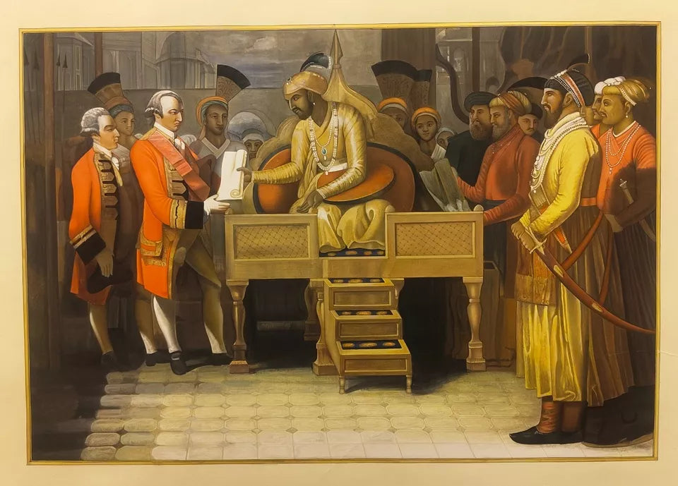 Handmade British East India Company Court Scene Original Fine