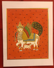 Load image into Gallery viewer, Fine Original Kamadhenu Holy Cow Indian Miniature Painting Pichwai Art
