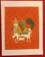 Load image into Gallery viewer, Fine Original Kamadhenu Holy Cow Indian Miniature Painting Pichwai Art
