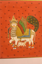 Load image into Gallery viewer, Fine Original Kamadhenu Holy Cow Indian Miniature Painting Pichwai Art
