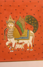 Load image into Gallery viewer, Fine Original Kamadhenu Holy Cow Indian Miniature Painting Pichwai Art

