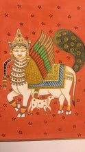 Load image into Gallery viewer, Fine Original Kamadhenu Holy Cow Indian Miniature Painting Pichwai Art

